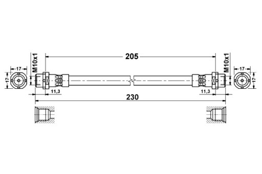 24.5201-0210.3 - ATE тормозной шланг задний L Д 205ММ M10X1 BMW X5 E70 X5 F15 F85 X6