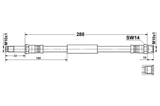 24.5170-0285.3 - ATE тормозной шланг задний L / P длина 285 мм M10X1 M10X1 BMW 5 F10 5 F11 5