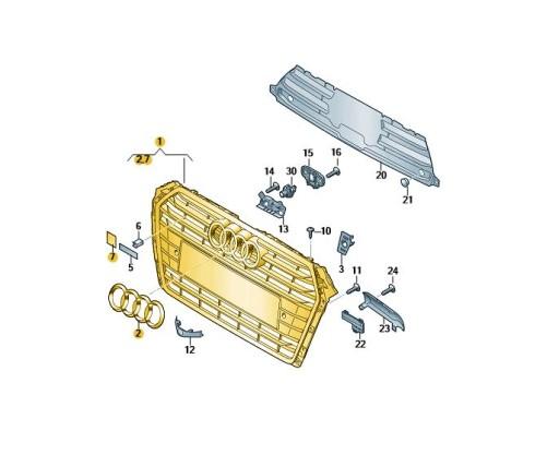 8W0853651A3FZ - РЕШЕТКА РАДИАТОРА ПЕРЕДНЯЯ ЧАСТЬ AUDI A4 B9 ЧЕРНАЯ ХРОМ ОРИГИНАЛ Дилерский центр