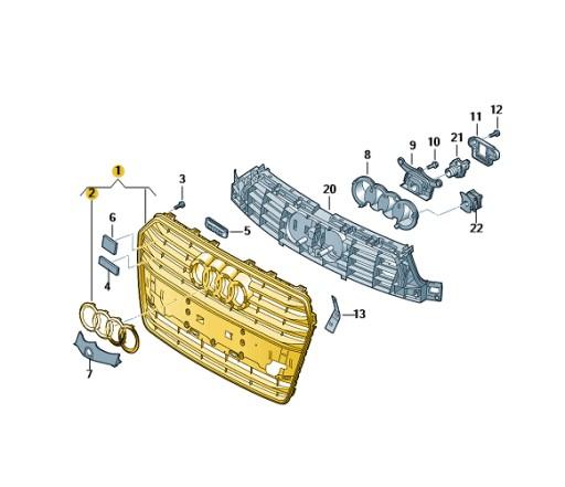 4G8853651GT94 - СЕТКА ПЕРЕДНЕГО БАМПЕРА AUDI A7 C7 ДИЛЕРСКИЙ ОРИГИНАЛ