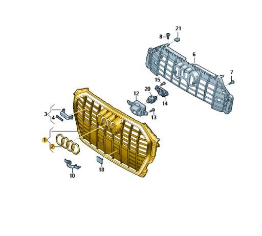 83A853651F - РЕШІТКА ПЕРЕДНЬОГО БАМПЕРА AUDI Q3 POLIFT ДИЛЕР