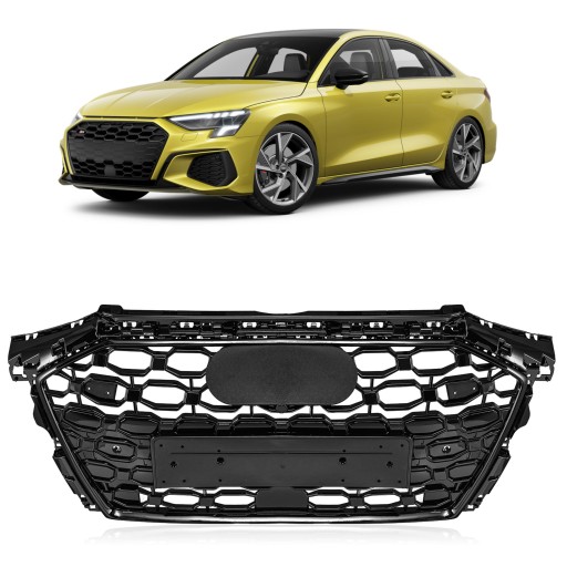 AUDI A3 8Y 2020+ Решетка радиатора С КАМЕРОЙ СТАЙЛИНГ RS3 LOOK ЧЕРНЫЙ