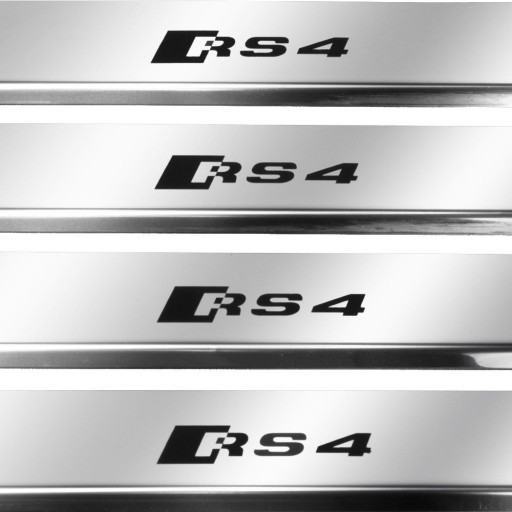 AUDI A4 B9 Накладки на пороги RS4 304, нержавеющая сталь, глянцевая черная отделка