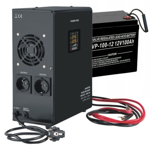 АВАРІЙНЕ ДЖЕРЕЛО ЖИВЛЕННЯ SINUS 1000W 12/230 Volt UPS + AGM 100Ah