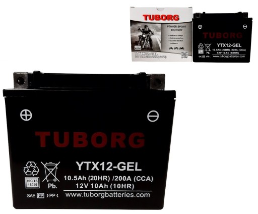 YTX12-GEL - Аккумулятор YTX12-GEL 12V 10Ah 200A Tuborg замена Yuasa VARTA EXIDE