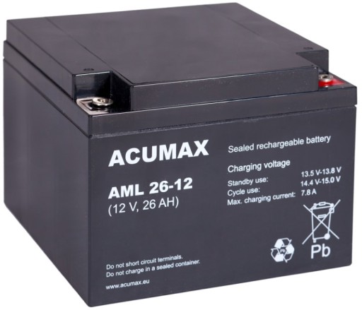 Акумулятор AGM VRLA ACUMAX AML 12V 26Ah ПКП ПОЖЕЖНОЇ СИГНАЛІЗАЦІЇ