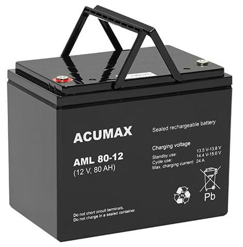 Аккумулятор AGM VRLA ACUMAX AML 12 В 80 Ач ФОТОЭЛЕКТРИЧЕСКИЙ ИСТОЧНИК ПИТАНИЯ PV