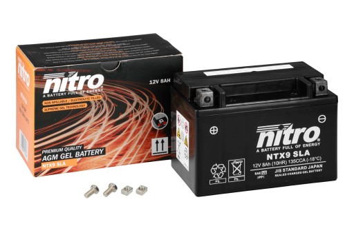 NTX9 - Аккумуляторная батарея Nitro YTX9-BS GEL AGM 12V 8ah