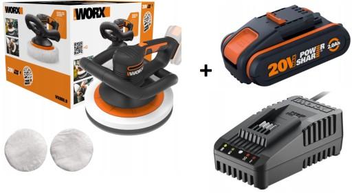WORX WX856 Аккумуляторная полировальная машина для автомобилей 20 В + АККУМУЛЯТОР + ЗАРЯДНОЕ УСТРОЙСТВО