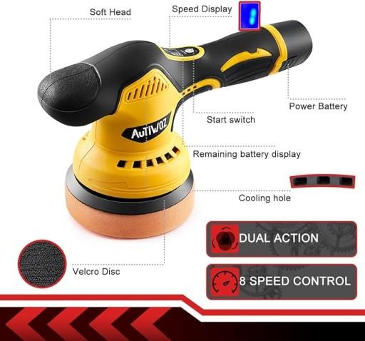 Акумуляторна полірувальна машина 125мм для полірування автомобіля 12В