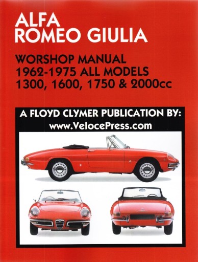 Alfa Romeo Giulia GT GTV Spider (1962-1975) заводська інструкція з ремонту 24 години