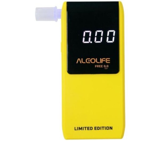 Електрохімічний алкотестер Alcolife Free Yellow, 5 мундштуків, живлення від батарейок