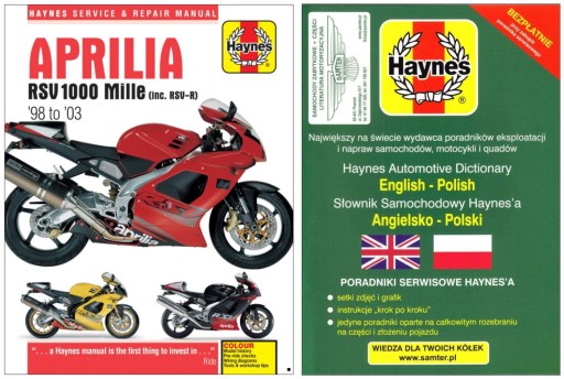 Aprilia RSV1000 Mille RSV-R (1998-2003 Haynes руководство по ремонту + БЕСПЛАТНЫЕ 24 часа)
