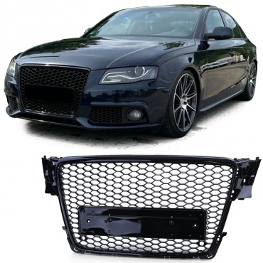 Audi A4 B8 08-11 RS Look решітка Audi grill глянцева чорна сота PDC