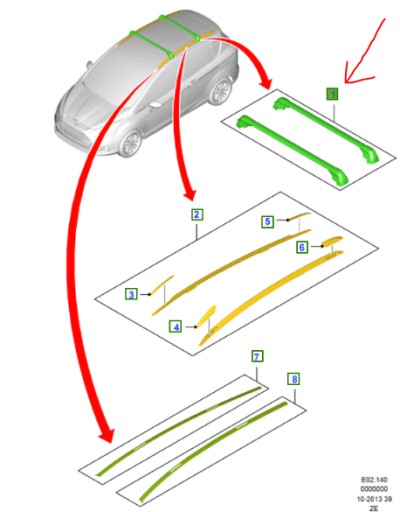 БАГАЖНИК НА ДАХ FORD B-MAX 2012 - на рейлінги