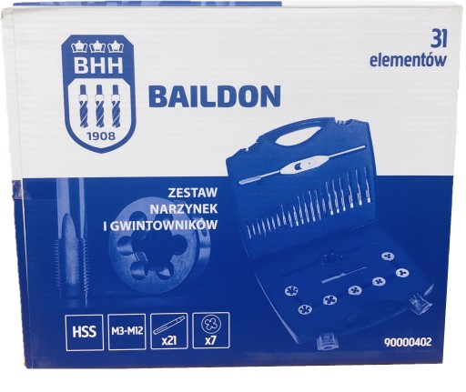 BAILDON Набір мітчиків і плашок M3-M12 31 шт.