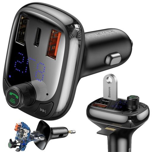 BASEUS FM-ПЕРЕДАВАЧ BLUETOOTH ЗАРЯДНИЙ ПРИСТРІЙ QC 3.0 PD