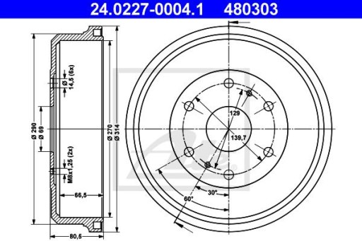 ATE-24.0227-0004.1-ZS1 - БАРАБАННА ШИНКА. TOYOTA HIACE 95-