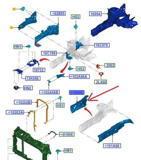 8V51-A10008-AF - Правая боковая балка FORD FIESTA Mk7 2008-2016