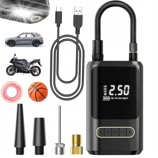 БЕСПРОВОДНОЙ ЭЛЕКТРИЧЕСКИЙ НАСОС АВТОМОБИЛЬНЫЙ КОМПРЕССОР POWERBANK LED НАСОС