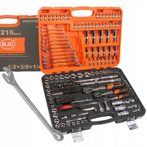 BJC НАБІР ГАЙКОВИХ КЛЮЧІВ 216 шт. 3 ЧОХЛИ З ТРЩАЧКАМИ B58229