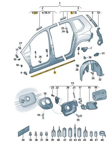5TA809341 - PLATE FOR CLOSING LEFT-DOWN THRESHOLD VW TOURAN OE