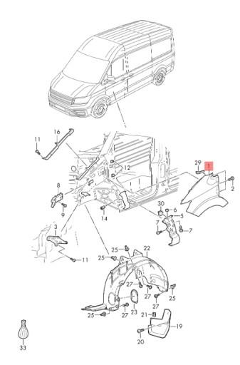 7C0821105 B - КРЫЛО ПЕРЕДНЕЕ ЛЕВОЕ VW VOLKSWAGEN CRAFTER II 2016- 7C0821105B