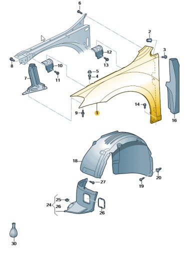 5G0821106A - КРЫЛО ПЕРЕДНЕЕ ПРАВОЕ VW GOLF VII OE 5G0821106A