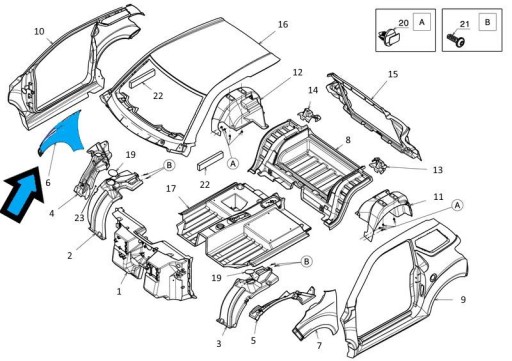 1406892 - ПЕРЕДНЕ КРИЛО ПРАВЕ LIGIER JS50 BLUE GREY ORG