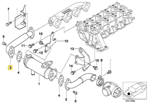 11712247881 - BMW E39 E46 M47 320d 520d оригинальный шланг радиатора выхлопных газов AGR / EGR