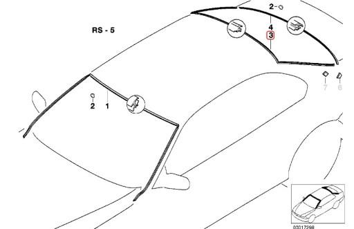 51318159785 - BMW E39 Уплотнитель заднего заднего верхнего стекла 8159785 OE