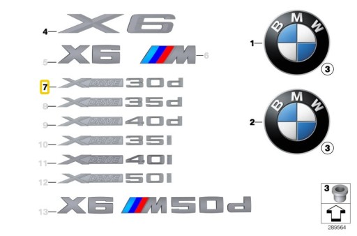 7208555 - BMW E71 X6 значок эмблема надпись XDRIVE30d 51147208555 OE