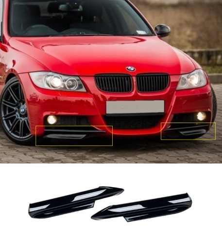 BMW E90 E91 2005-2008 GLOSS BLACK M SPLITTER PACK БАМПЕРНА СПІДНИЦЯ