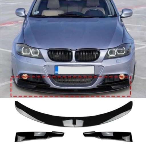 BMW E90 E91 LIFT 2008-2012 ПЕРЕДНИЙ БАМПЕР СПЛІТТЕР ГЛЯНЦЕВИЙ ЧОРНИЙ