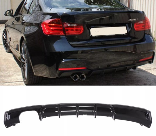 BMW F30 F31 M M SPORT ПАКЕТ 12-18 ДИФФУЗОР ЗАДНЕГО БАМПЕРА ЧЕРНЫЙ ГЛЯНЦЕВЫЙ