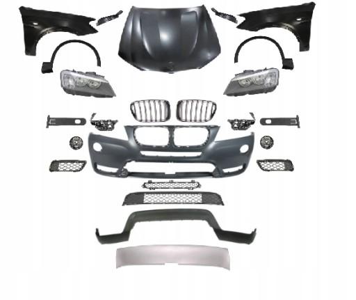 BMWX3F25KPLPRZ3 - BMW X3 F25 2010-2014 КОМПЛЕКТ ПЕРЕДНЬОГО БАМПЕРА Решітка