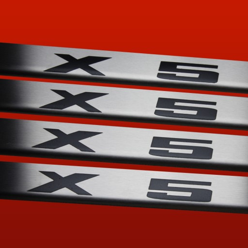 BMW X5 E53 Накладки на пороги, нержавіюча сталь 304, напис чорні матові