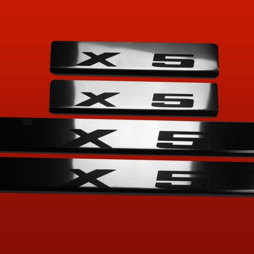 BMW X5 E70 Накладки на пороги, нержавеющая сталь 304, глянцевая отделка, черный цвет