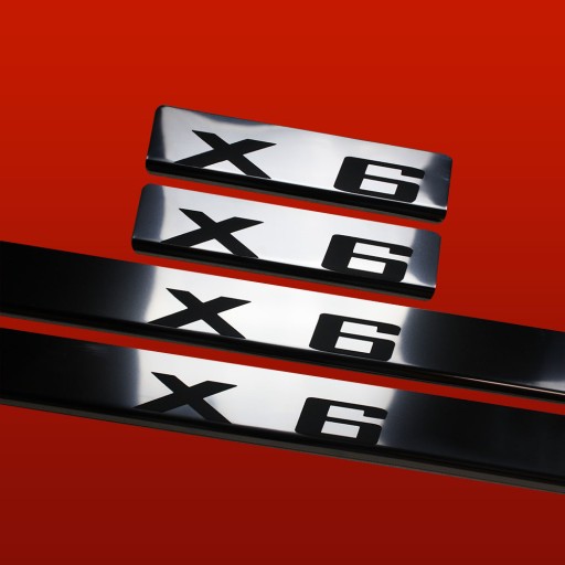 BMW X6 E71 Накладки на пороги, нержавіюча сталь 304, глянцева обробка, чорні