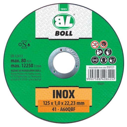 ДИСК ВІДРІЗНО-ШЛІФУВАЛЬНИЙ BOLL INOX 41-125x1MM