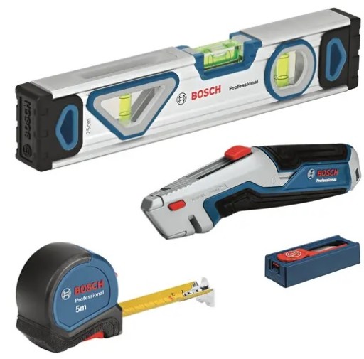 НАБІР РУЧНИХ ІНСТРУМЕНТІВ BOSCH, ВИМІРЮВАЛЬНИЙ СПИРТОВИЙ РІВЕНЬ, НІЖ