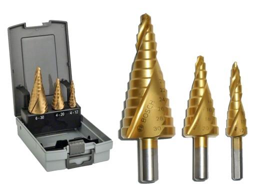 Набор ступенчатых сверл BOSCH HSS-TiN 3 шт.