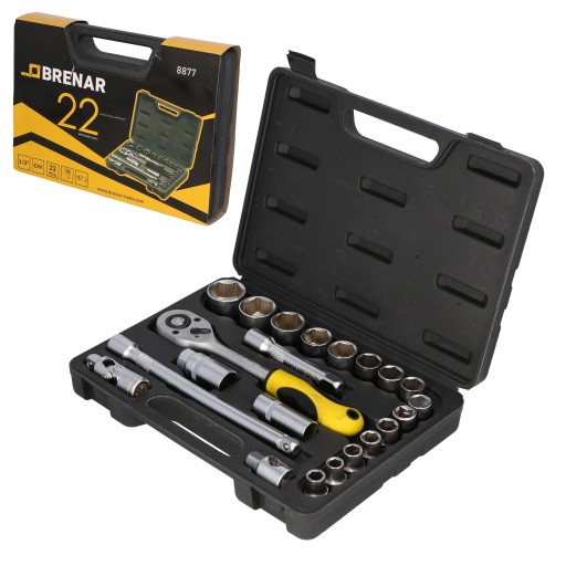 BRENAR Ключи торцевые 22 шт. 1/2 дюйма CR-V 8877