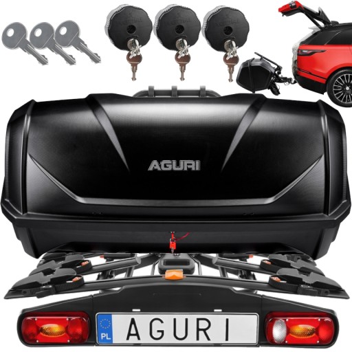 Aguri Active Bike 3 BOX BAGAGE TRACK HOOK Black 340L