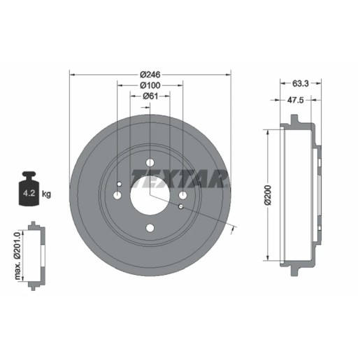 94037100 - Тормозной барабан TEXTAR 94037100