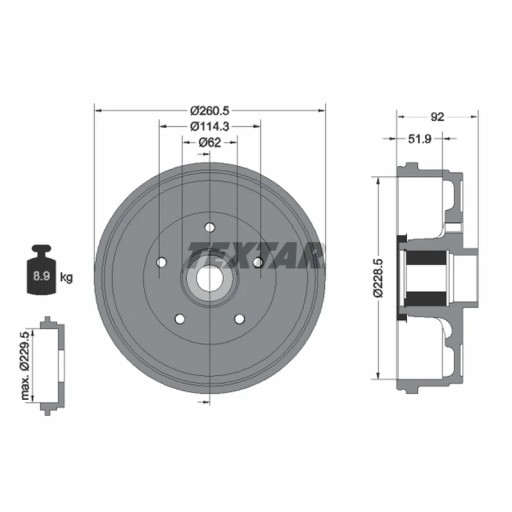 94047500 - Тормозной барабан TEXTAR 94047500