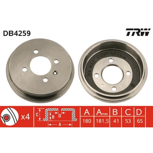 DB4259 - Тормозной барабан TRW DB4259