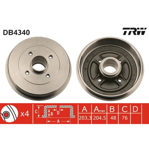 DB4340 - Тормозной барабан TRW DB4340