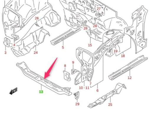 58210-60B01-000 - Передня Нижня балка радіатора Suzuki