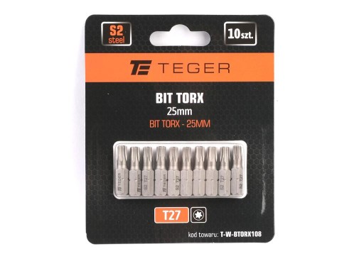 Бита TORX 25 мм/T27 (НАБОР 10 ШТ) / TEGER